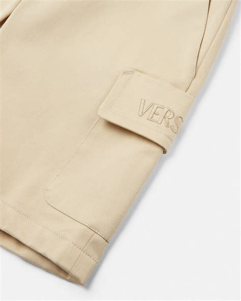 Versace Shorts Gabardine Raso + Ricamo Logo 